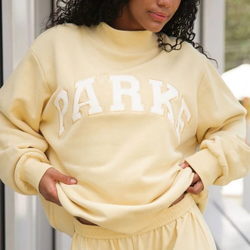 NWT Parke Summerland Varsity Mockneck Peel + White L/XL